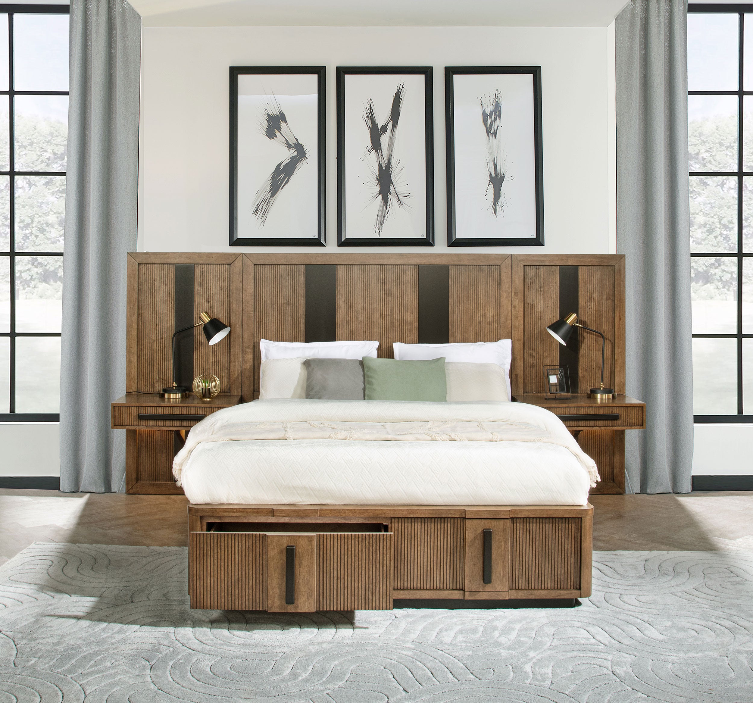 Terrace Wood Wall Panel Storage Bed