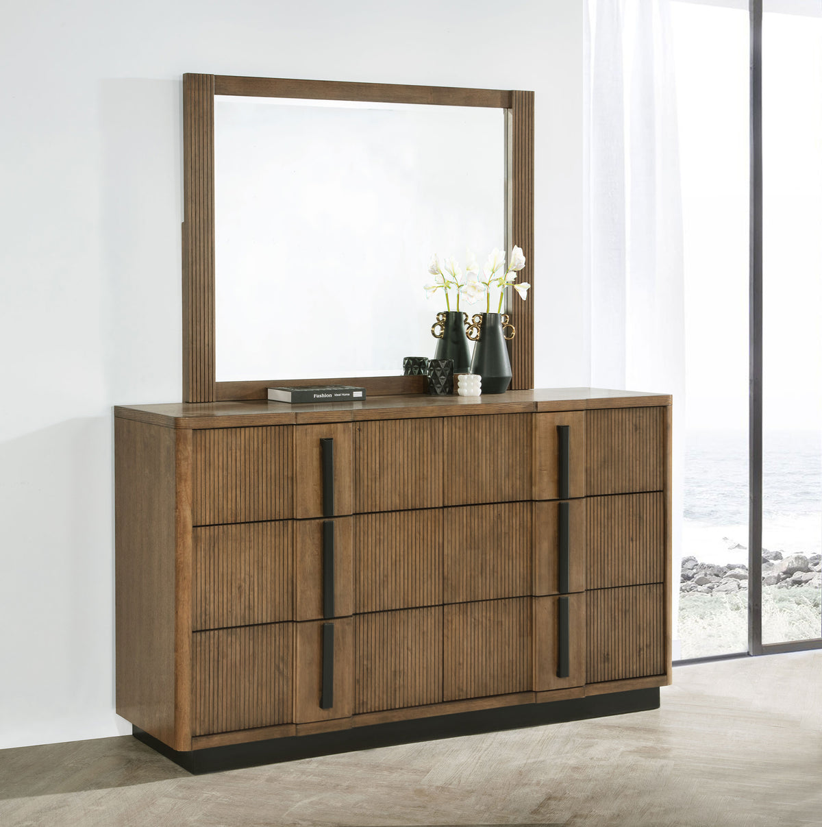 Terrace 6-drawer Dresser with Mirror Ash Brown