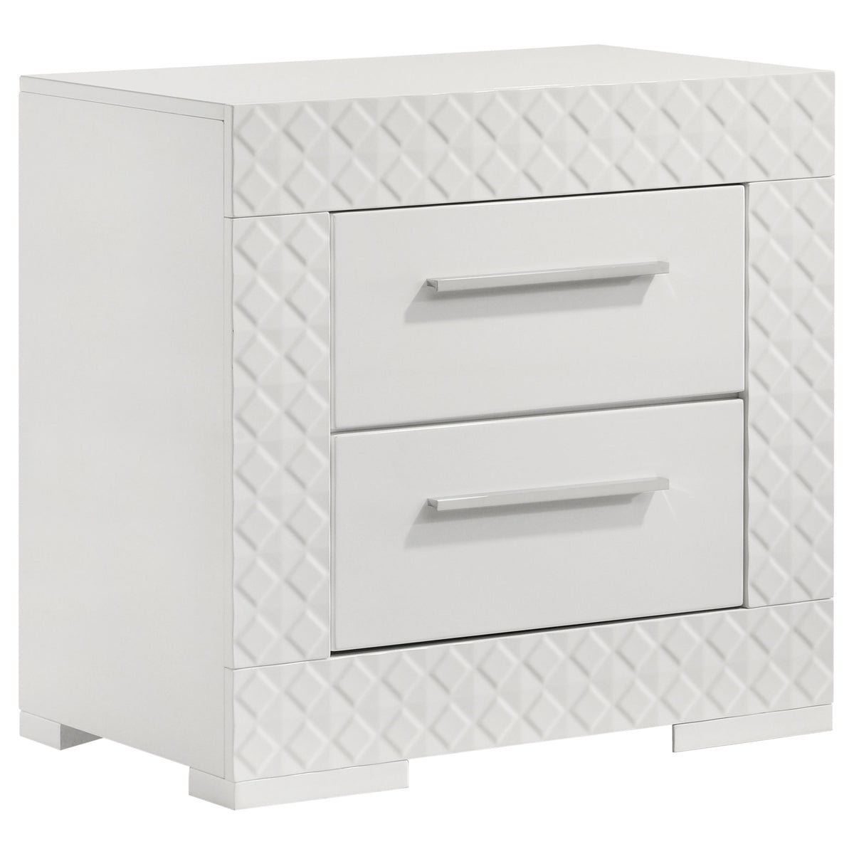 Ives 4-piece Eastern King Bedroom Set with LED Panel Bed White High Gloss