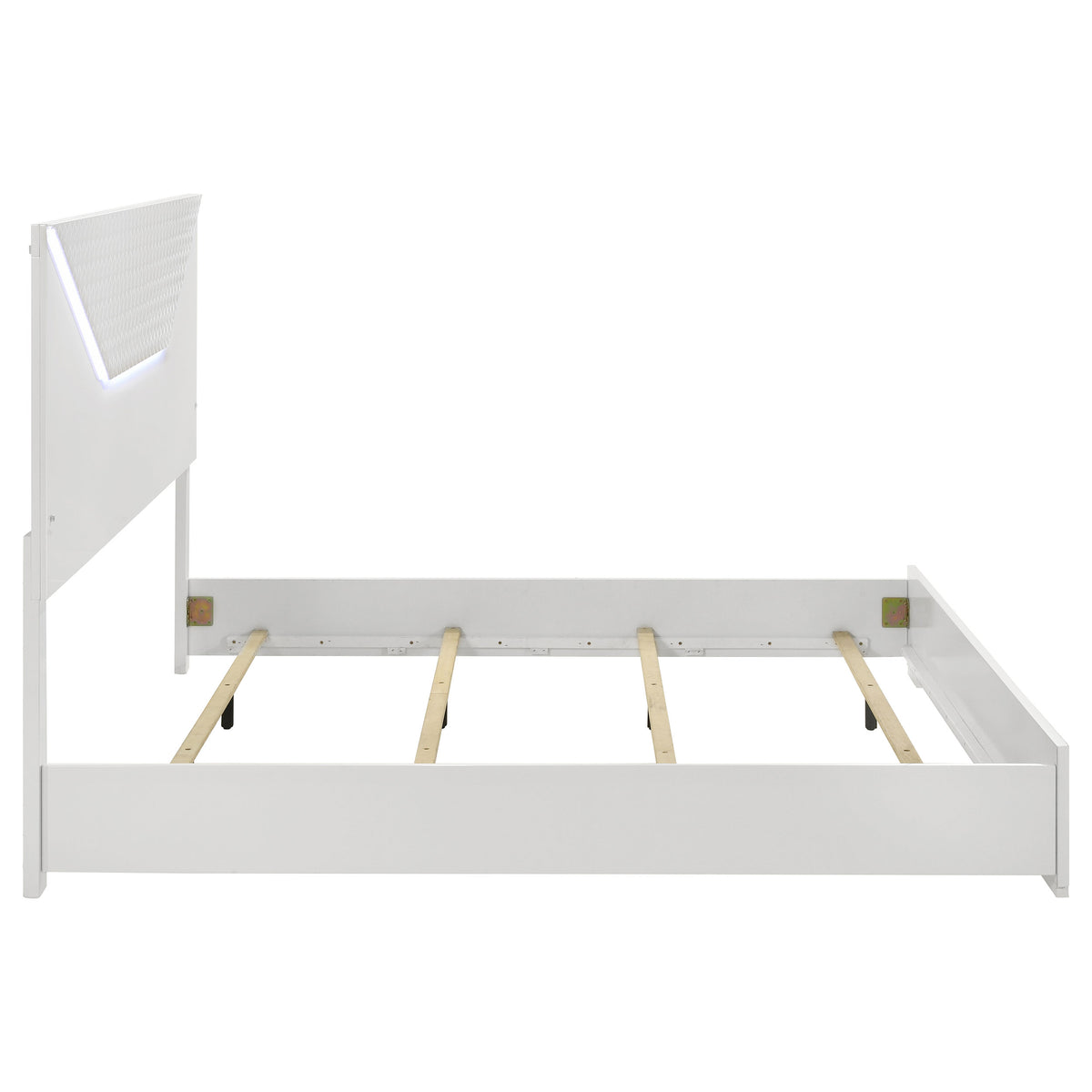 Ives Diamond-Embossed LED Panel Bed Eastern King White High Gloss