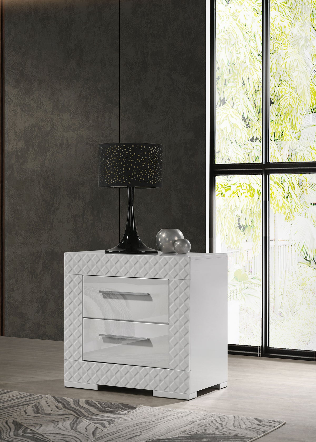 Ives 2-drawer Nightstand White High Gloss
