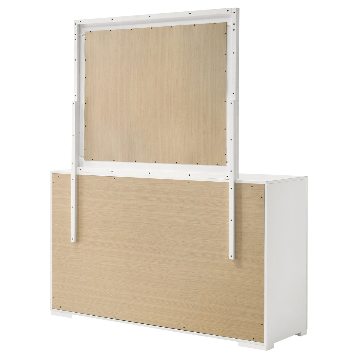 Ives 6-drawer Dresser with Mirror White High Gloss