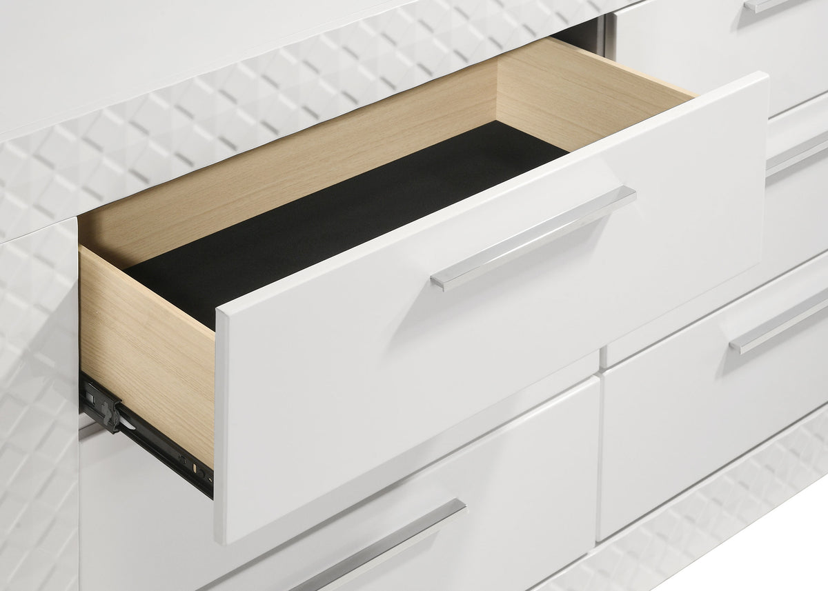 Ives 6-drawer Dresser White High Gloss