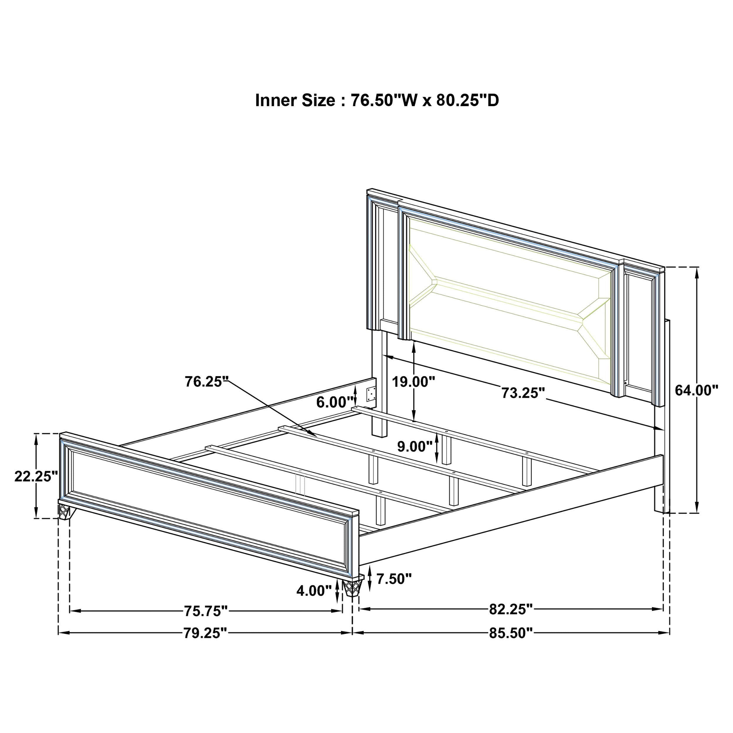 Marmore Wood LED Panel Bed