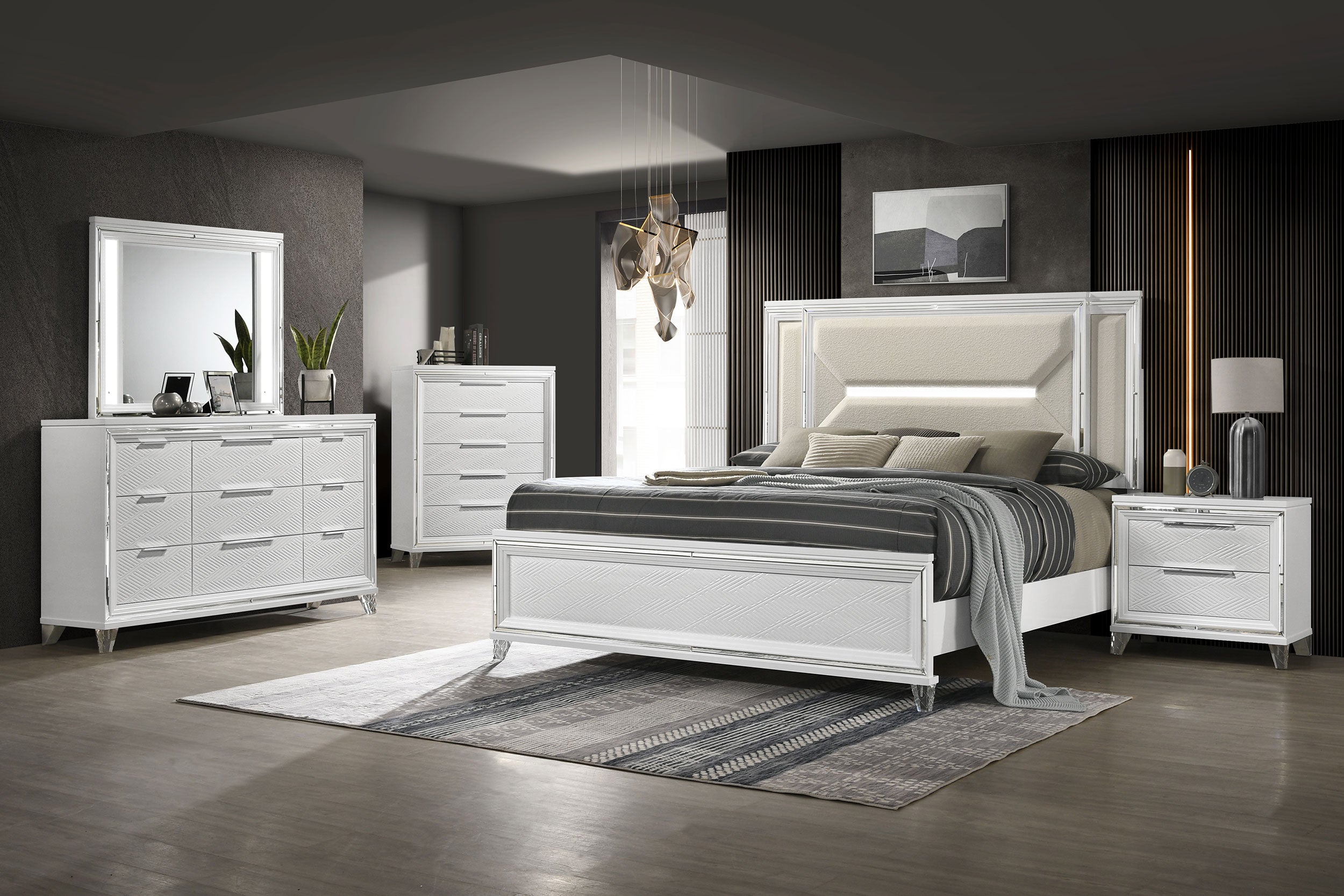 Marmore Wood LED Panel Bed