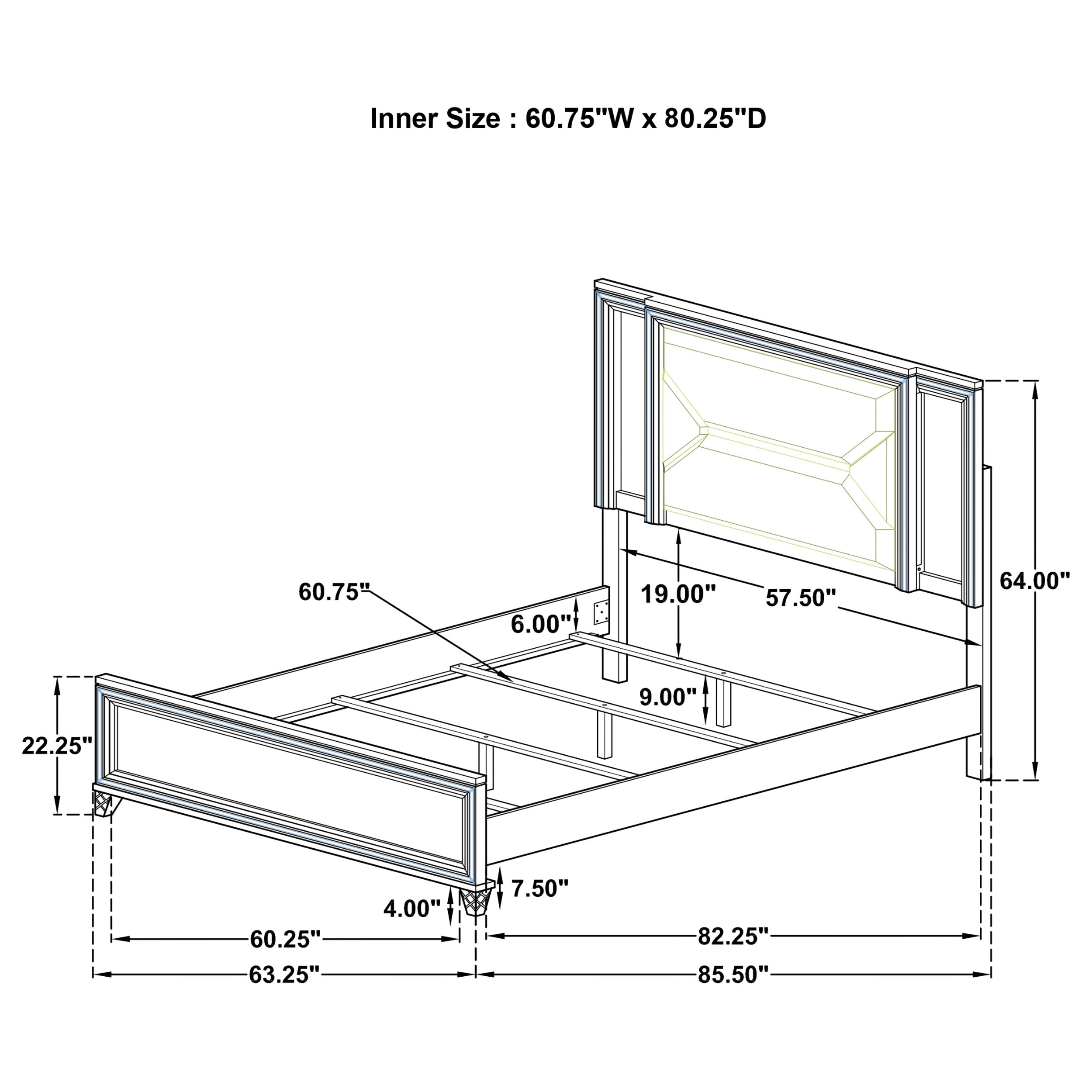 Marmore Wood LED Panel Bed