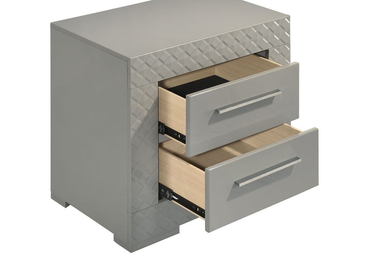 Ives 4-piece Eastern King Bedroom Set with LED Panel Bed Grey High Gloss
