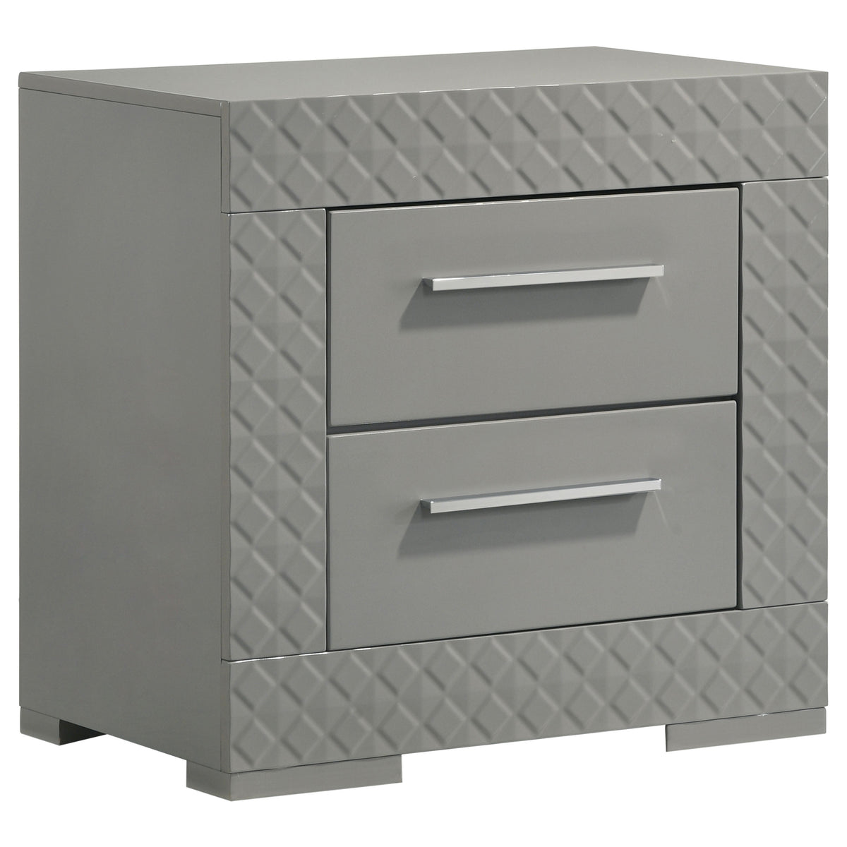 Ives 5-piece Eastern King Bedroom Set with LED Panel Bed Grey High Gloss
