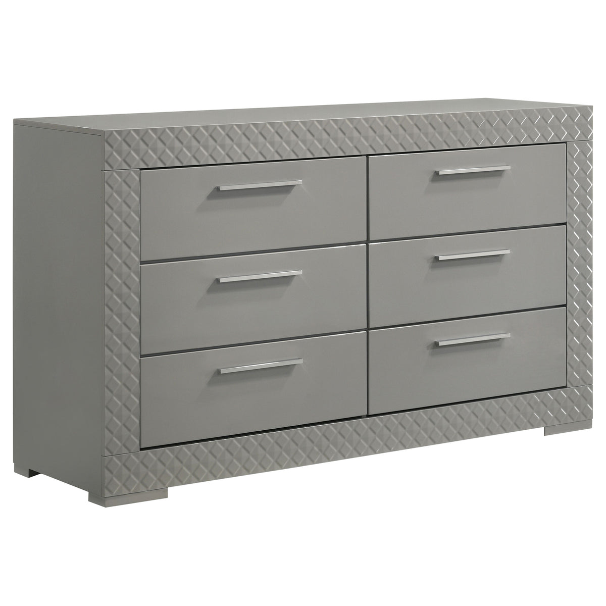 Ives 5-piece Eastern King Bedroom Set with LED Panel Bed Grey High Gloss