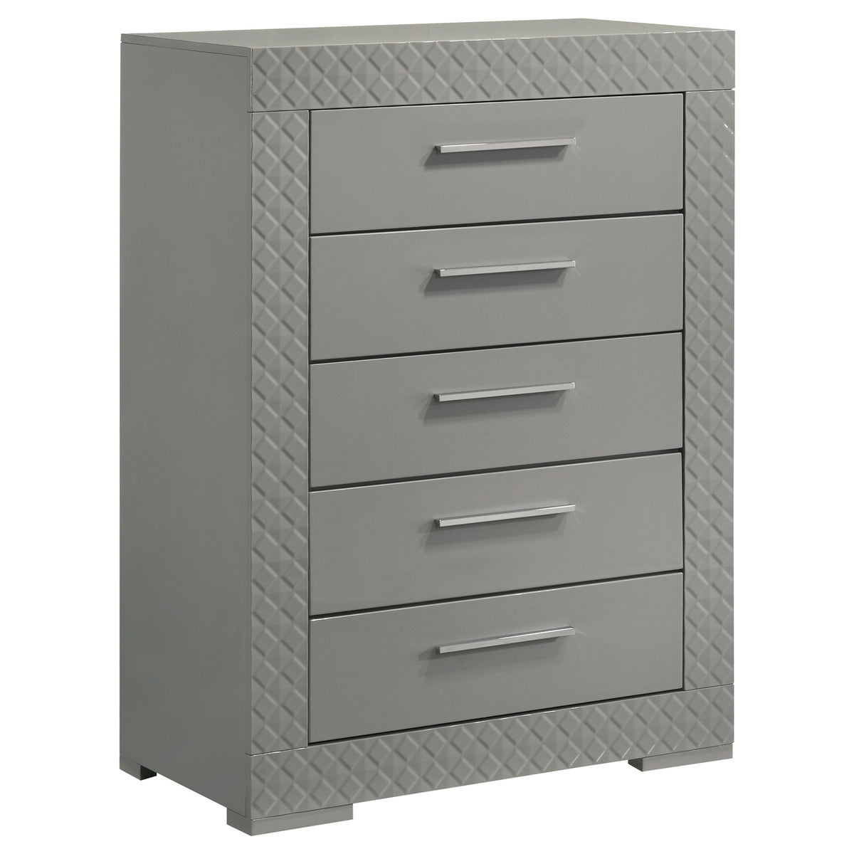 Ives 5-piece Eastern King Bedroom Set with LED Panel Bed Grey High Gloss
