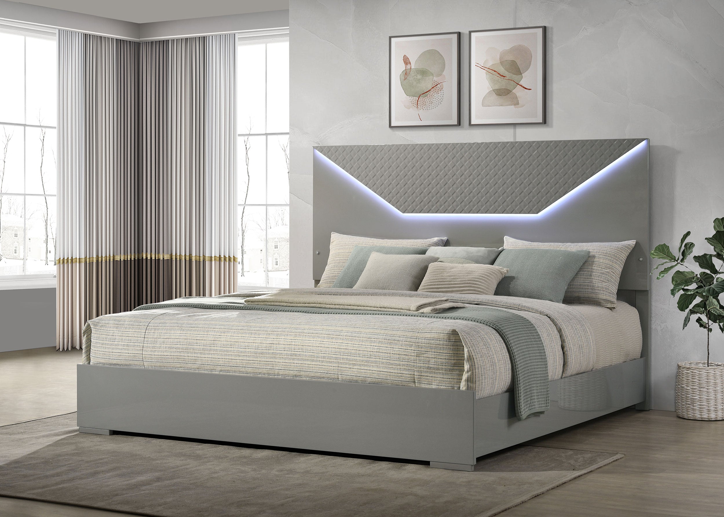Ives Wood LED Panel Bed