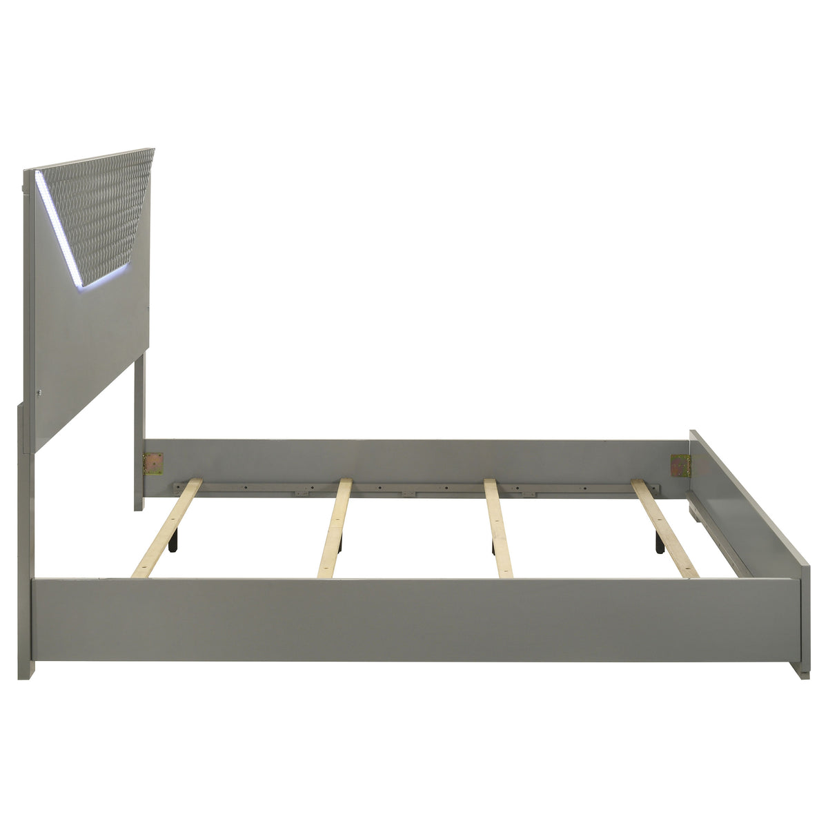 Ives Diamond-Embossed LED Panel Bed Eastern King Grey High Gloss