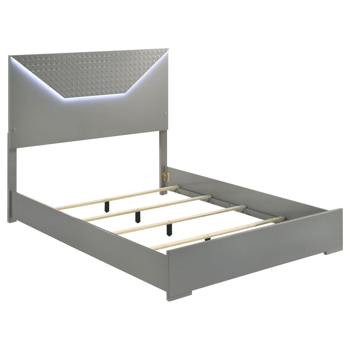 Ives 5-piece Queen Bedroom Set with LED Panel Bed Grey High Gloss