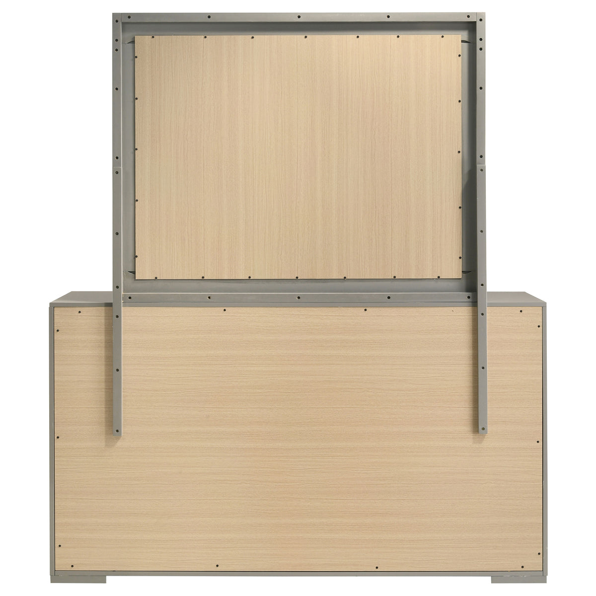 Ives 6-drawer Dresser with Mirror Grey High Gloss