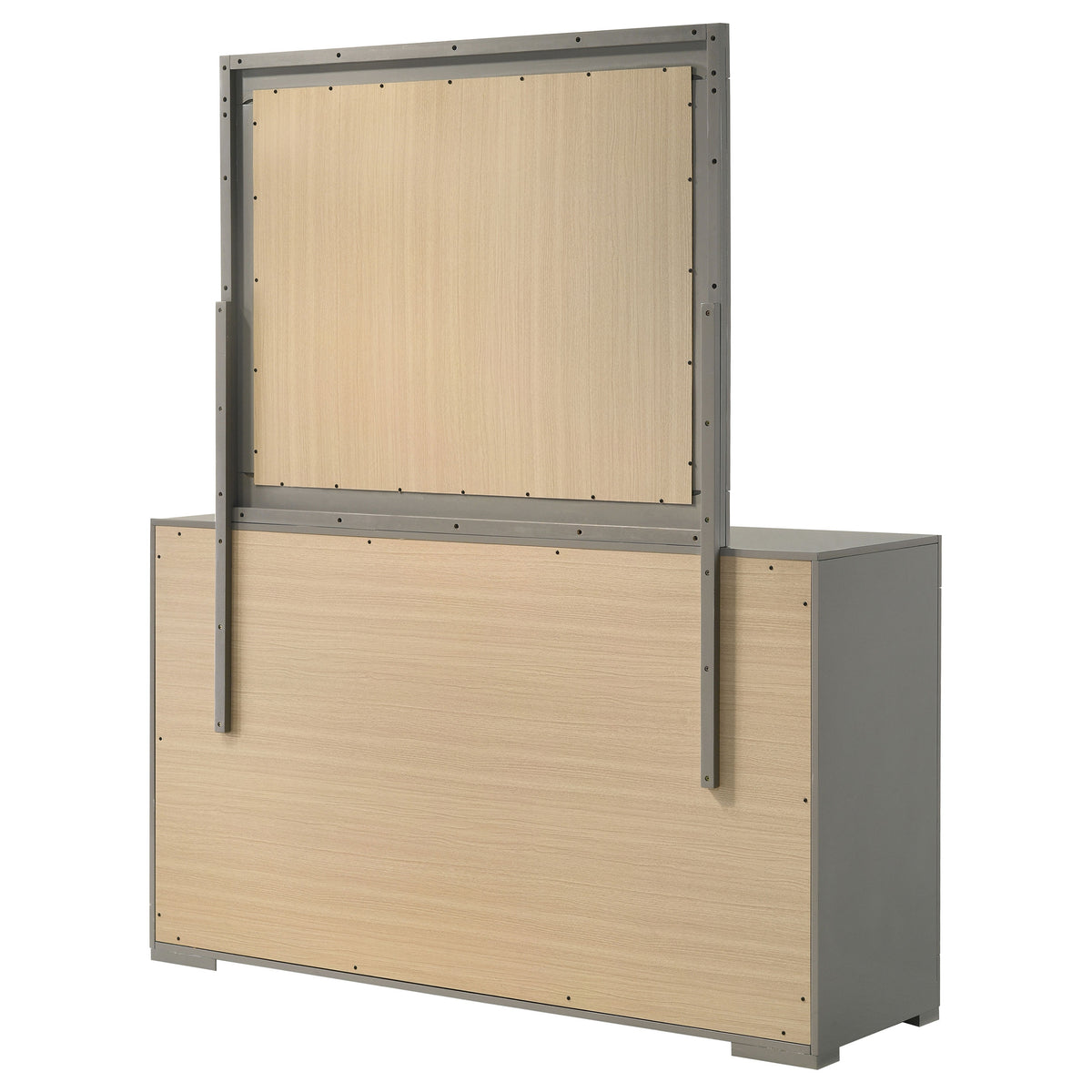 Ives 6-drawer Dresser with Mirror Grey High Gloss