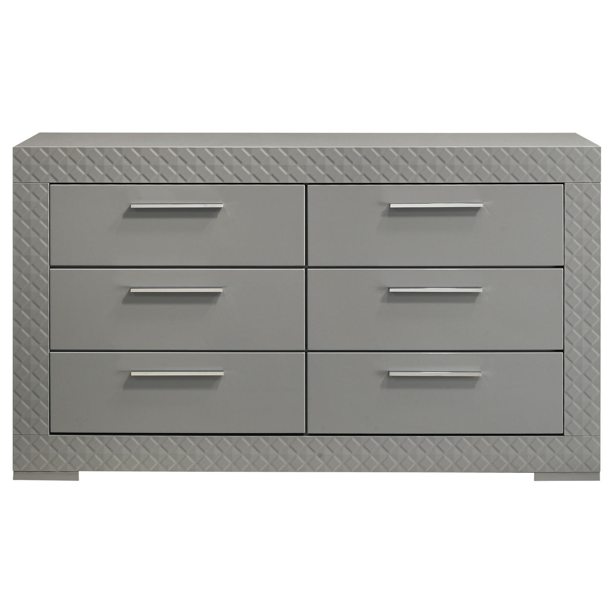Ives 6-drawer Dresser Grey High Gloss