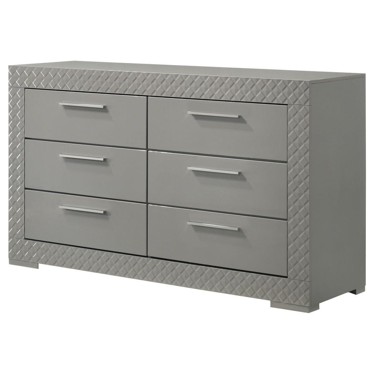 Ives 6-drawer Dresser Grey High Gloss