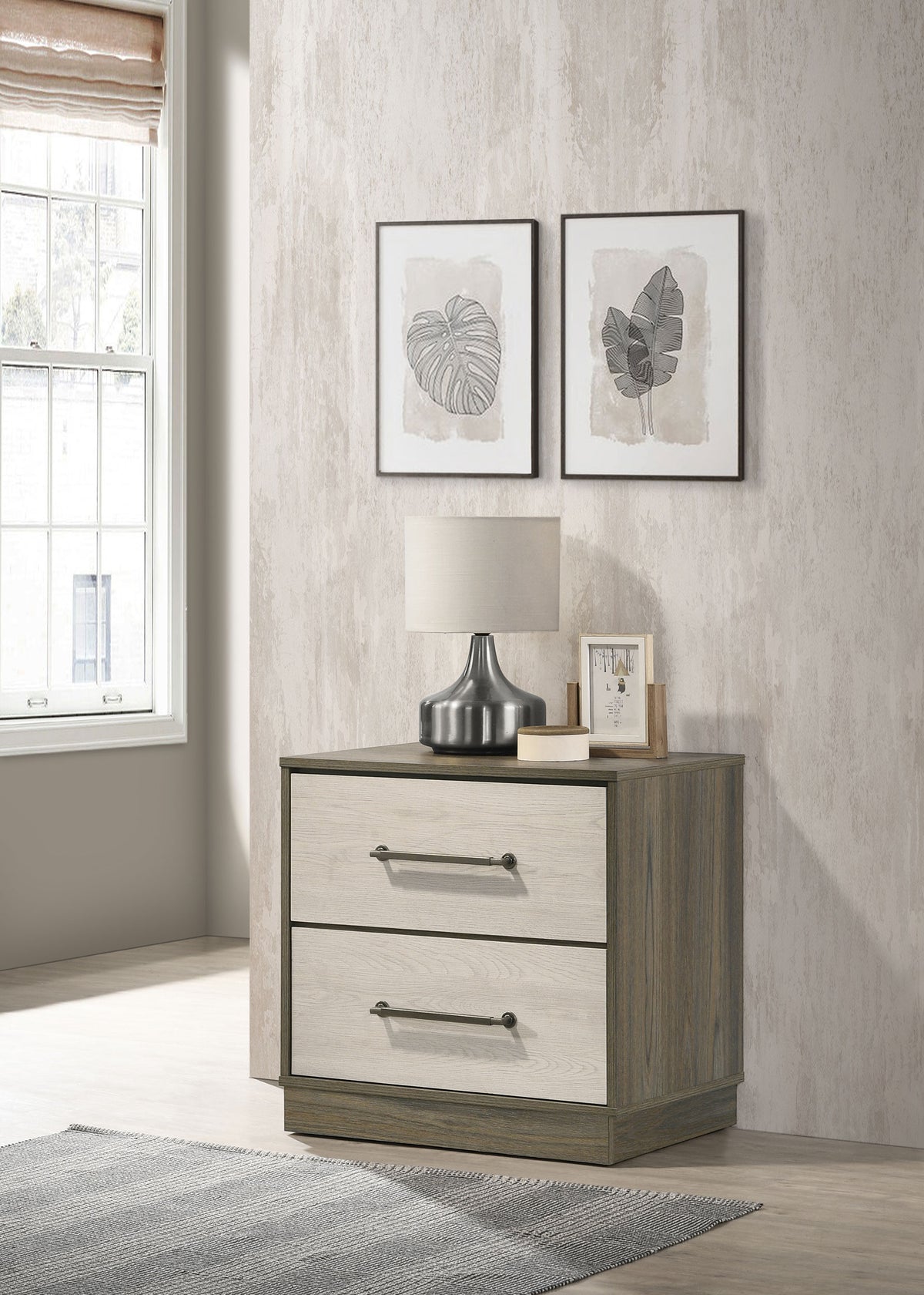 Fenwick 2-drawer Nightstand Grey Oak