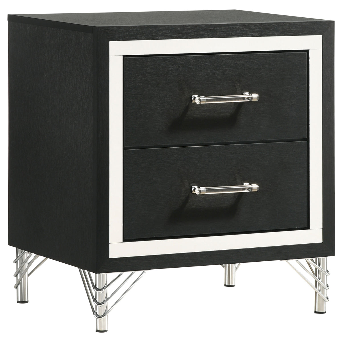 Lucia 2-drawer Nightstand Black and Silver