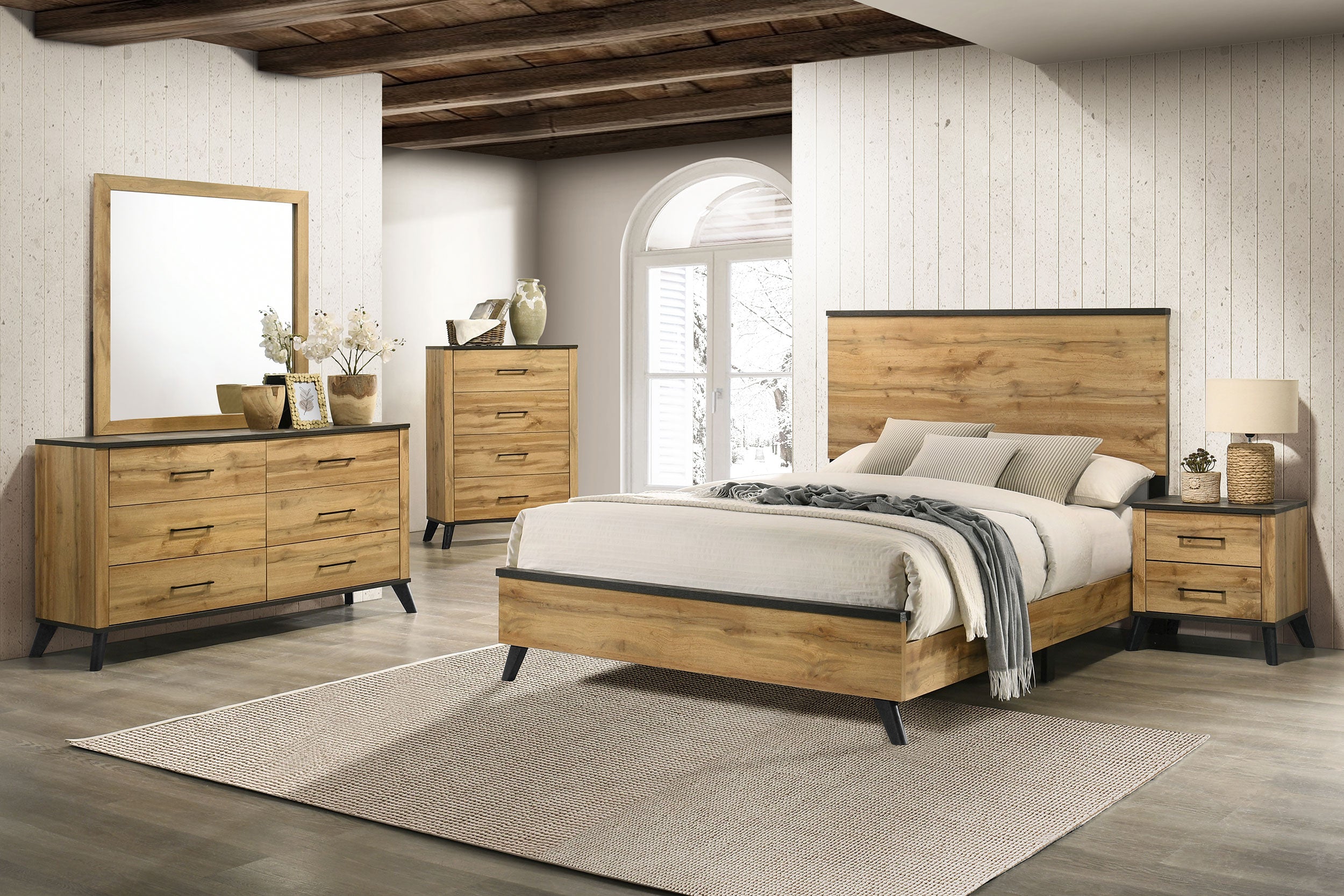 Kaywood Wood Panel Bed