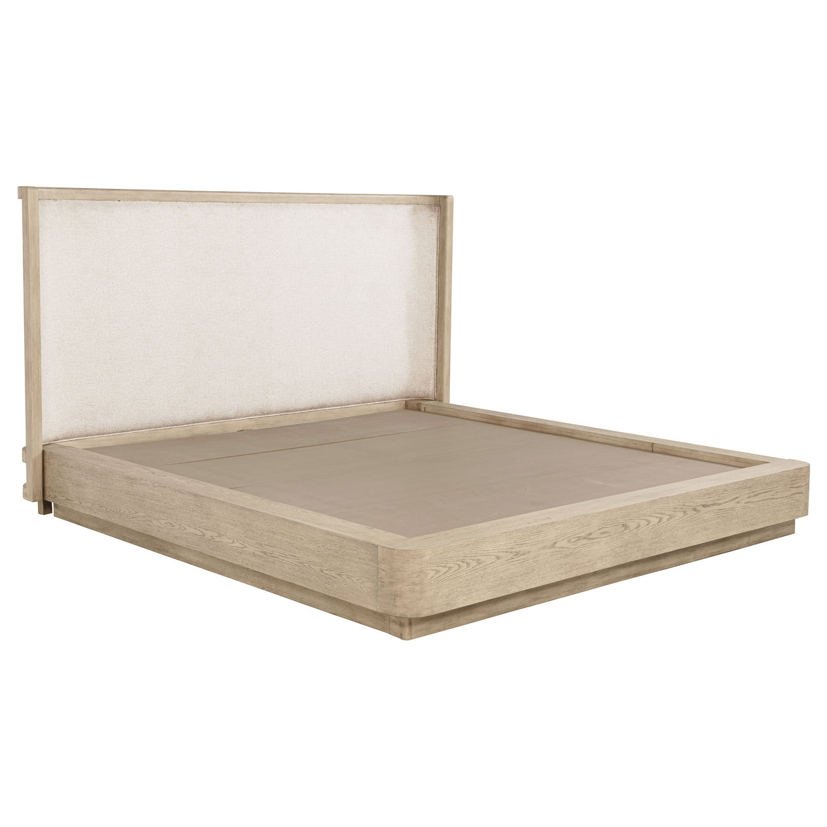 Kailani Upholstered Wingback Platform Bed California King Beige Oak and Beige