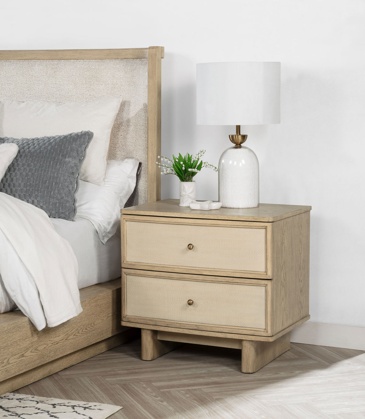 Kailani 2-drawer Nightstand with USB Ports Beige Oak
