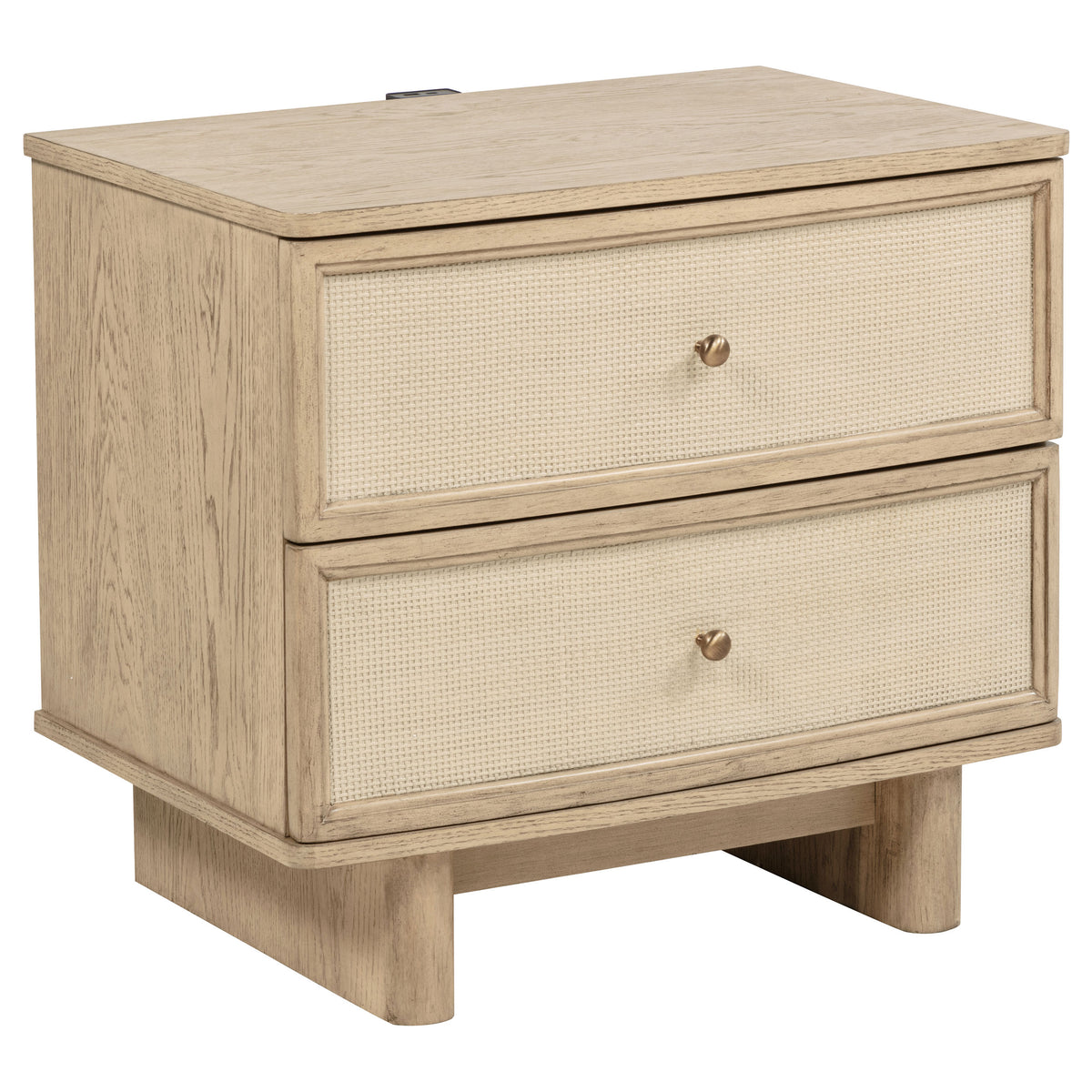 Kailani 2-drawer Nightstand with USB Ports Beige Oak