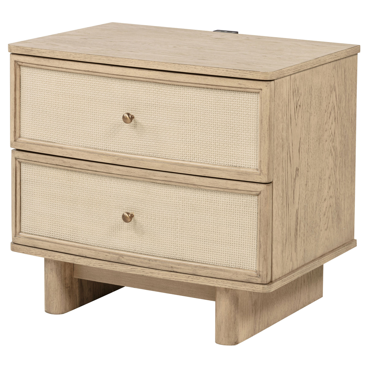 Kailani 2-drawer Nightstand with USB Ports Beige Oak