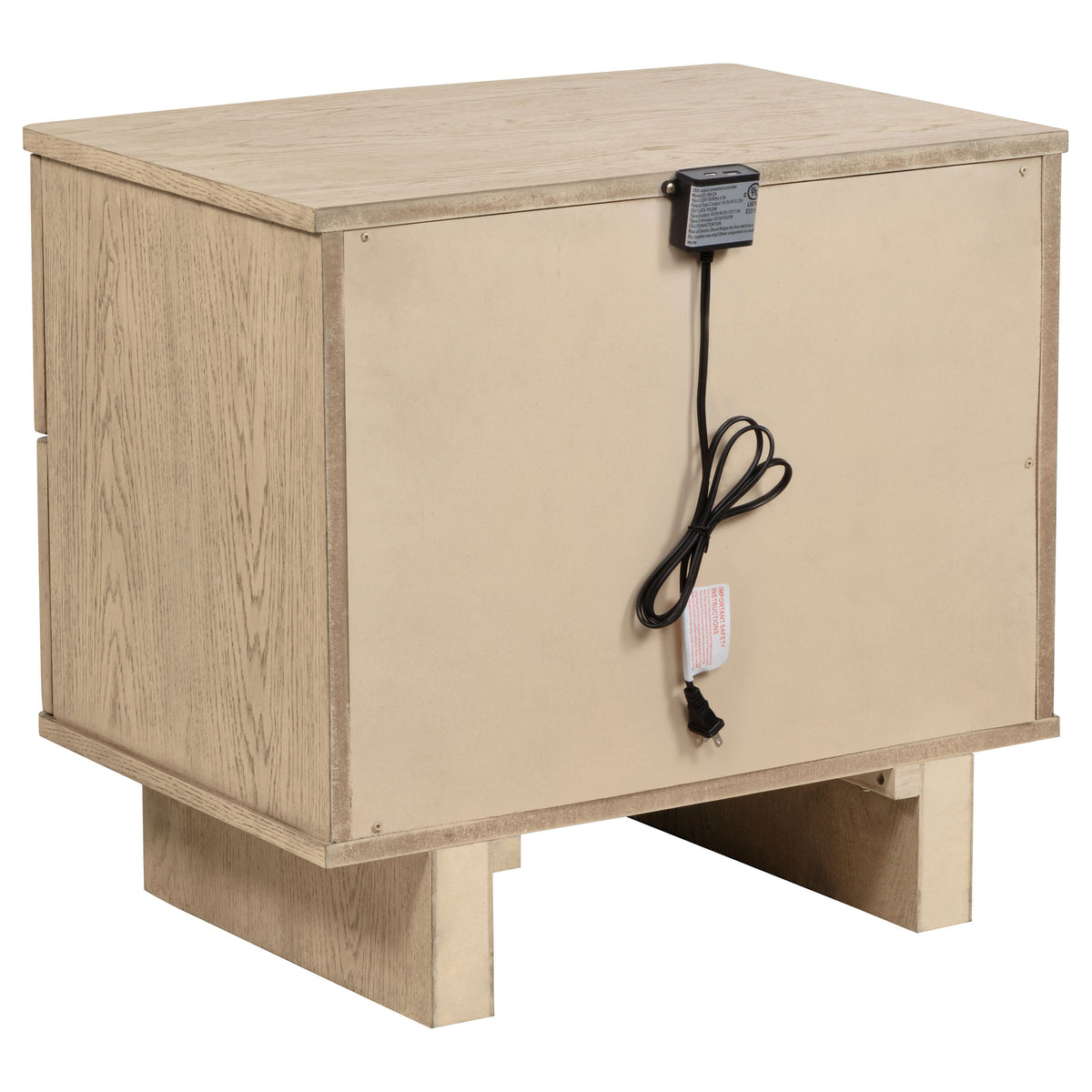Kailani 2-drawer Nightstand with USB Ports Beige Oak