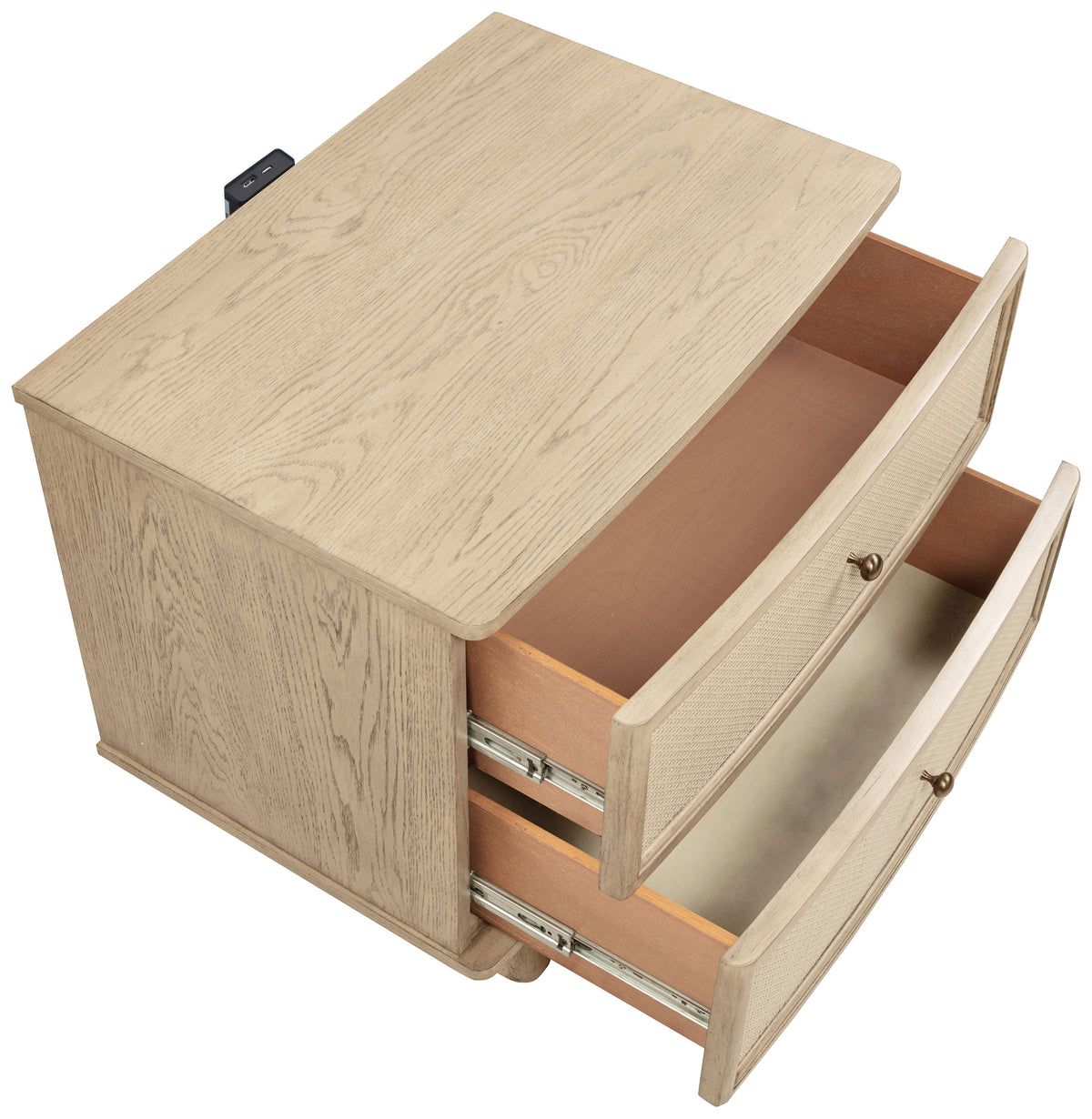 Kailani 2-drawer Nightstand with USB Ports Beige Oak