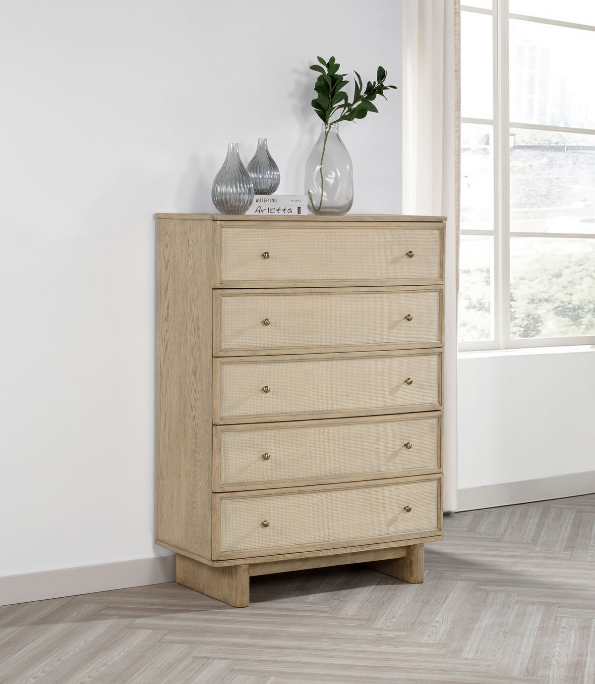 Kailani 5-drawer Bedroom Chest Beige Oak