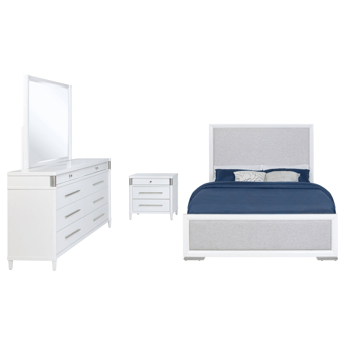 Gracemont 4-piece Eastern King Bedroom Set with Upholstered Panel Bed White