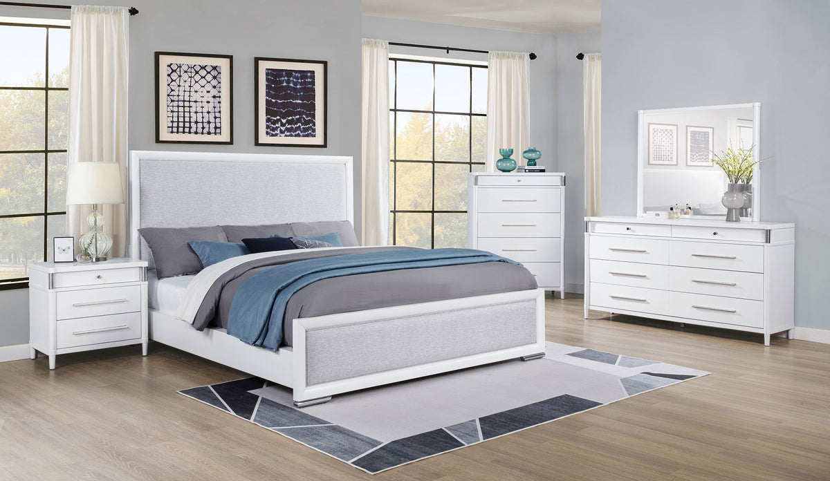 Gracemont 5-piece Eastern King Bedroom Set with Upholstered Panel Bed White