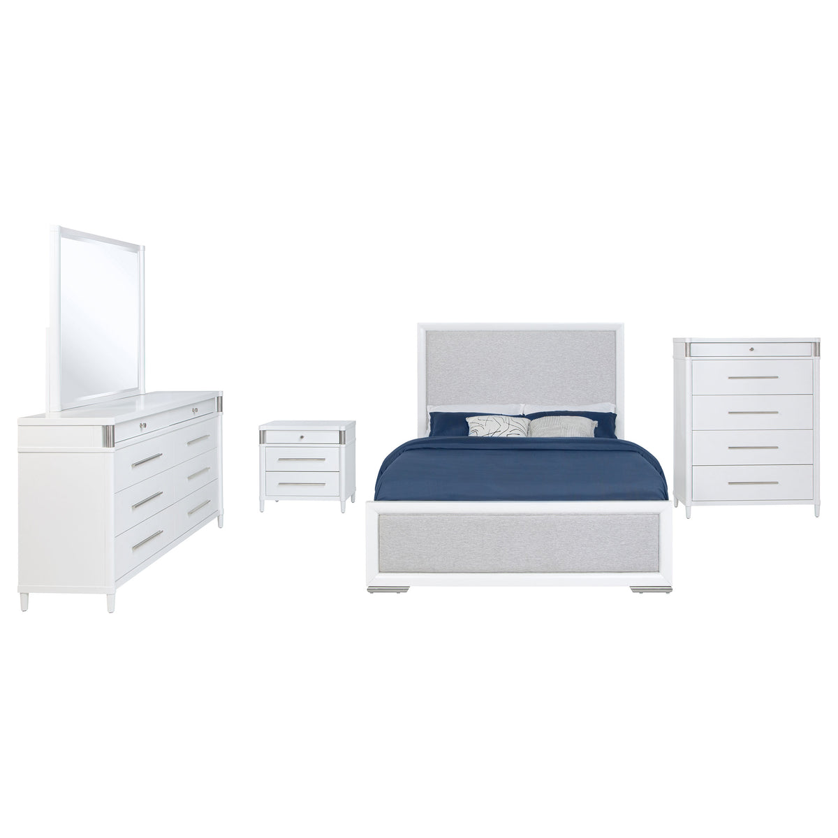Gracemont 5-piece Eastern King Bedroom Set with Upholstered Panel Bed White
