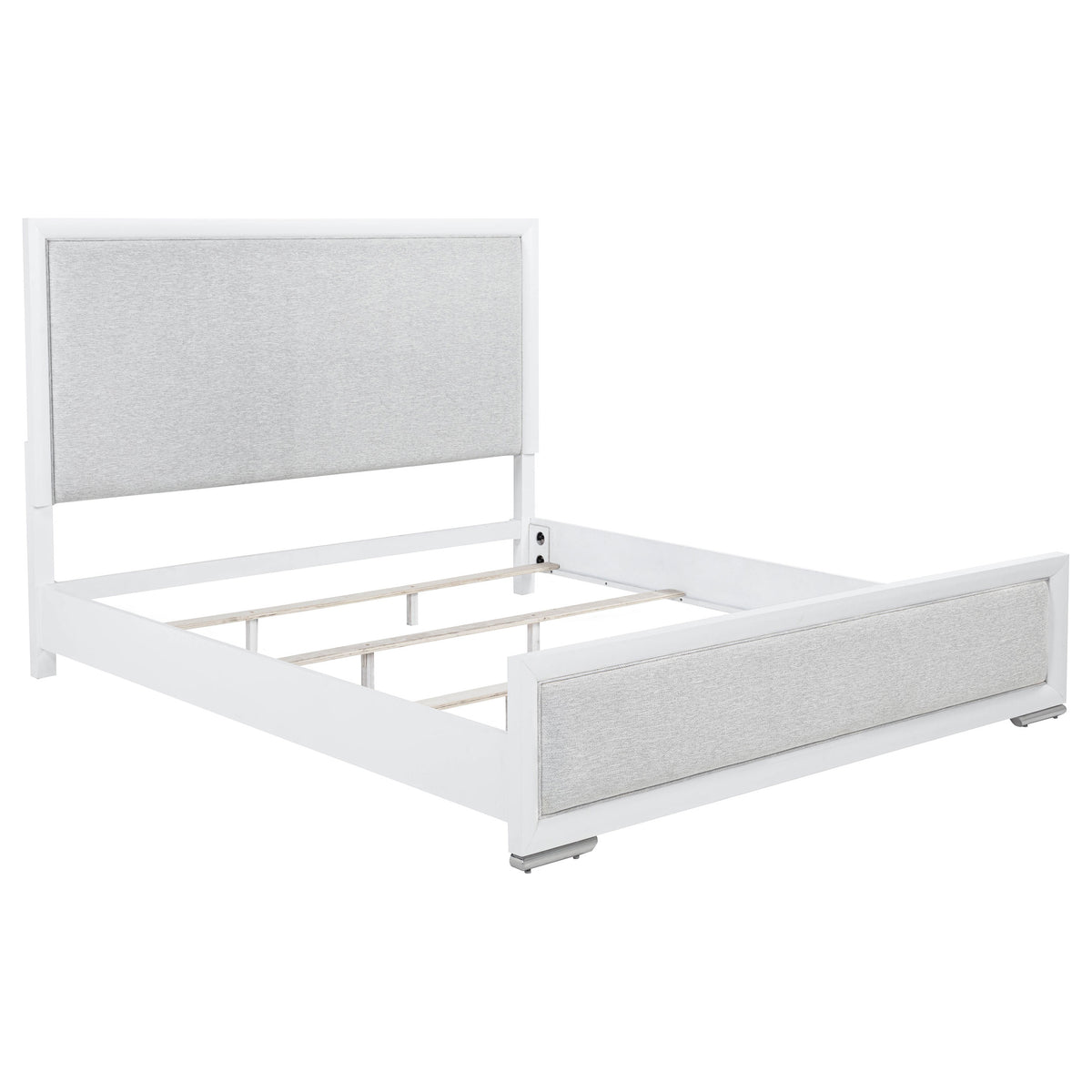 Gracemont Upholstered Panel Bed Eastern King White and Light Grey