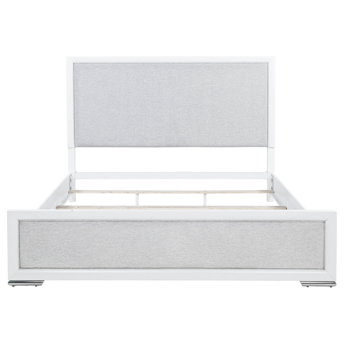 Gracemont Upholstered Panel Bed Eastern King White and Light Grey