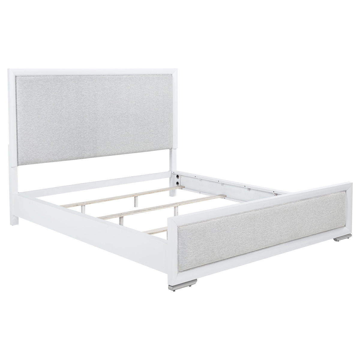 Gracemont Upholstered Panel Bed California King White and Light Grey