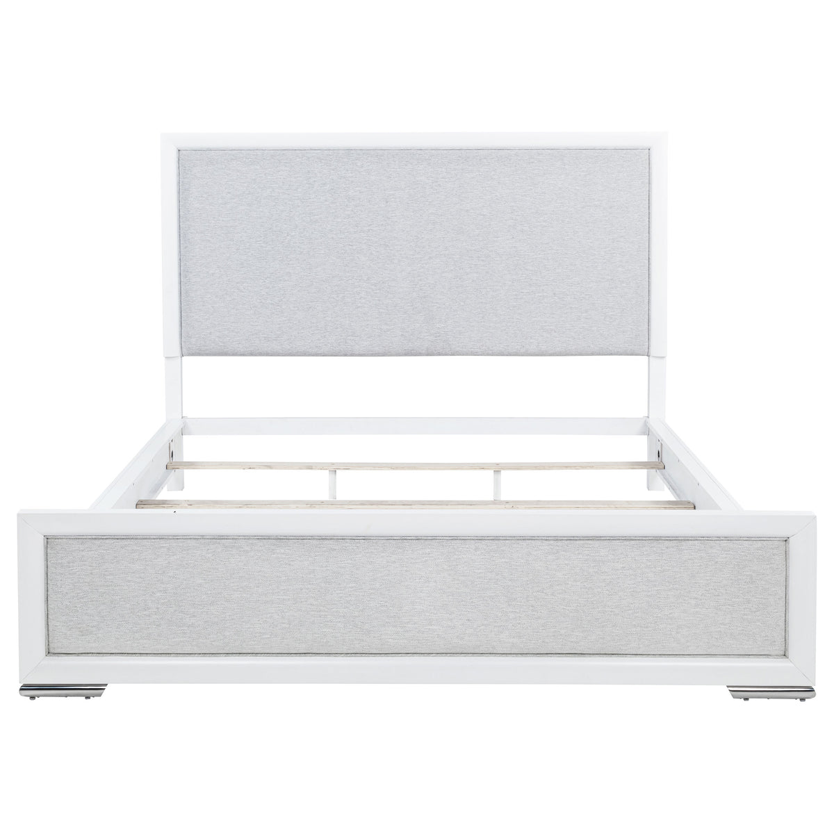 Gracemont Upholstered Panel Bed California King White and Light Grey