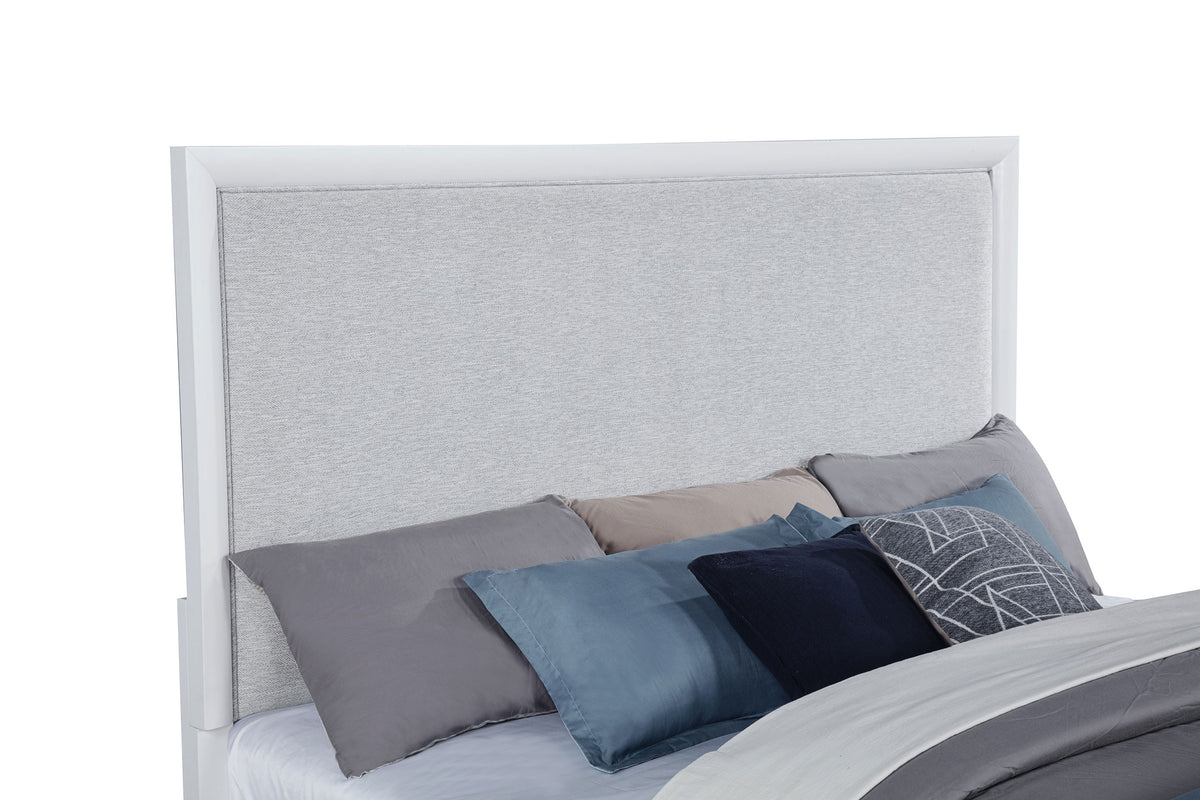 Gracemont Upholstered Panel Bed California King White and Light Grey