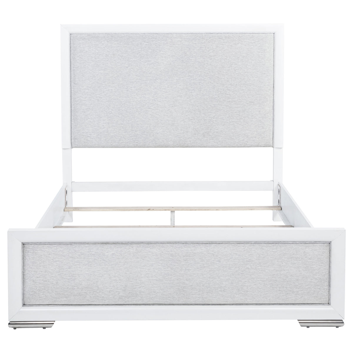 Gracemont Upholstered Panel Bed Queen White and Light Grey