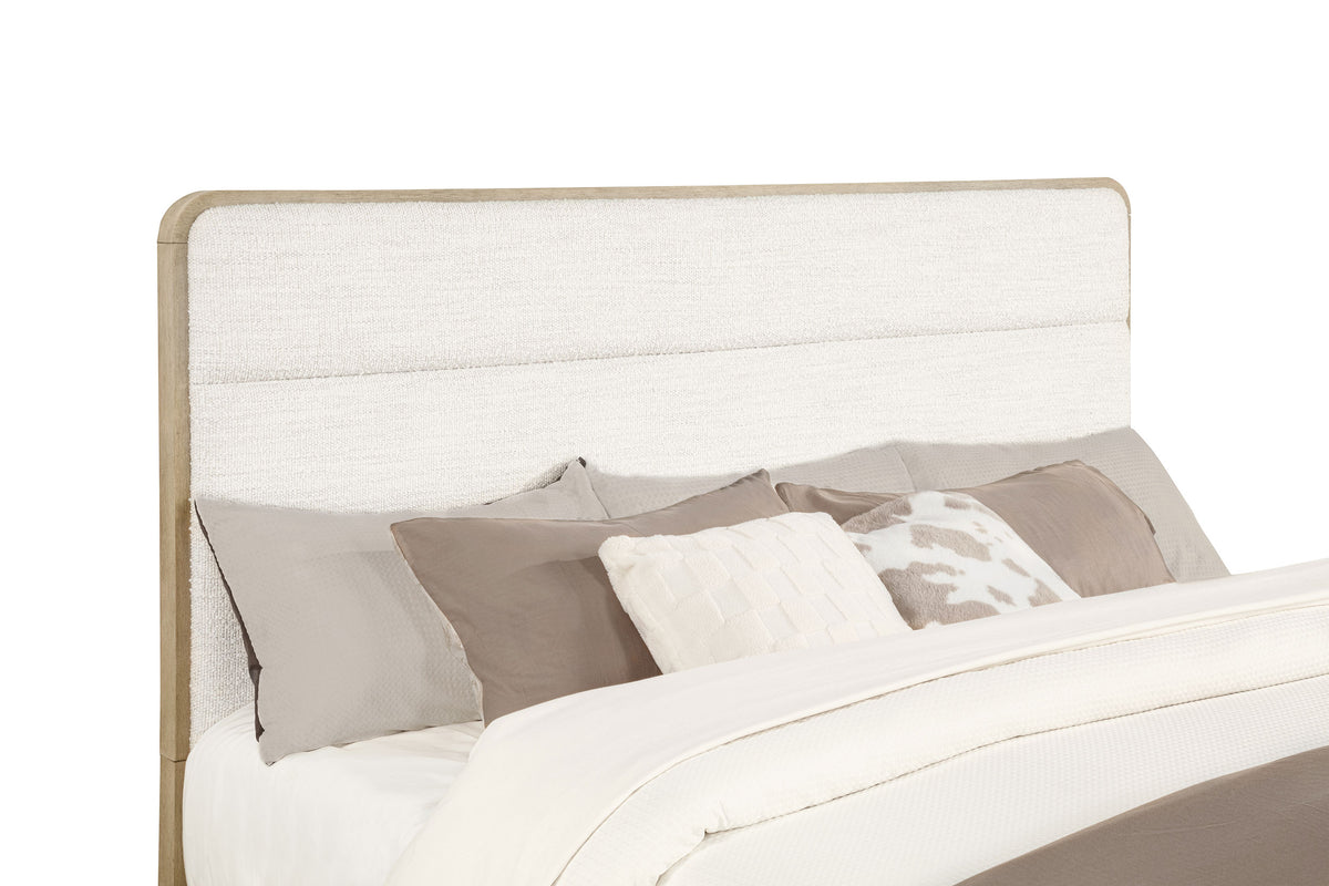 Ladera Boucle Upholstered Panel Bed California King Light Elm and Cream