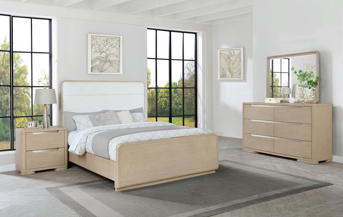 Ladera 4-piece Queen Bedroom Set with Boucle Upholstered Bed Light Elm