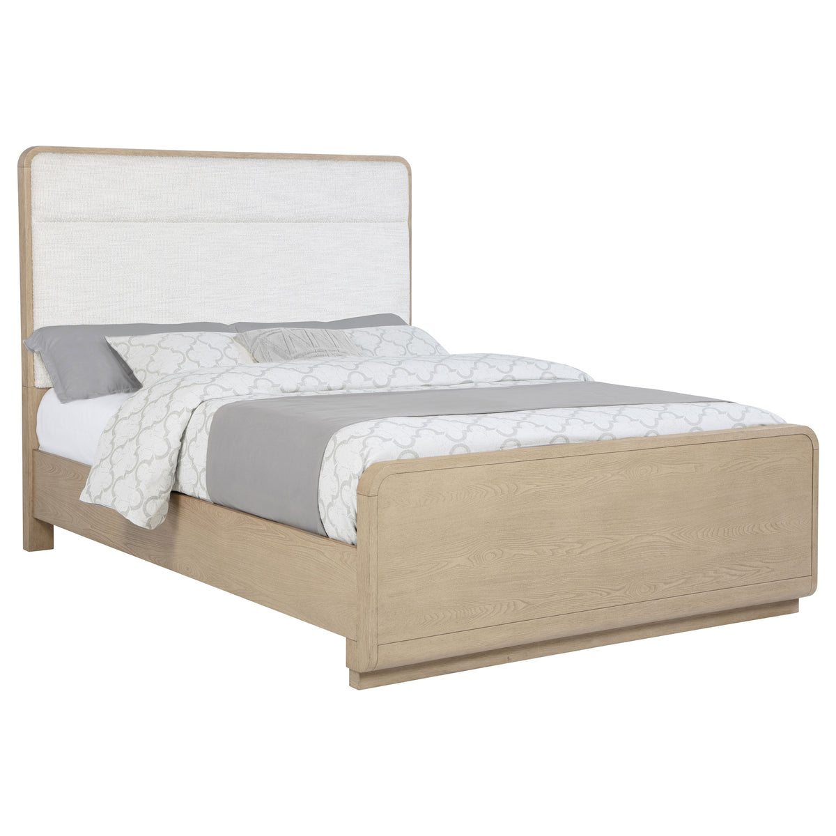 Ladera Boucle Upholstered Panel Bed Queen Light Elm and Cream