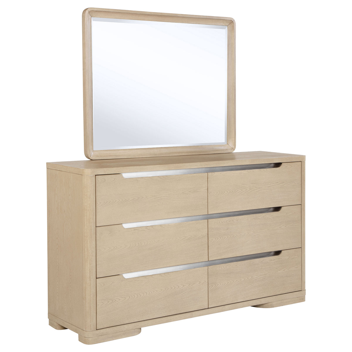 Ladera 6-drawer Dresser with Mirror Light Elm