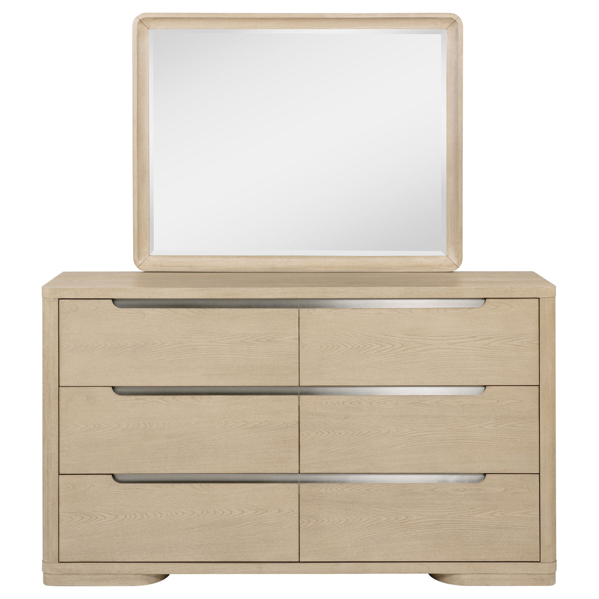 Ladera 6-drawer Dresser with Mirror Light Elm