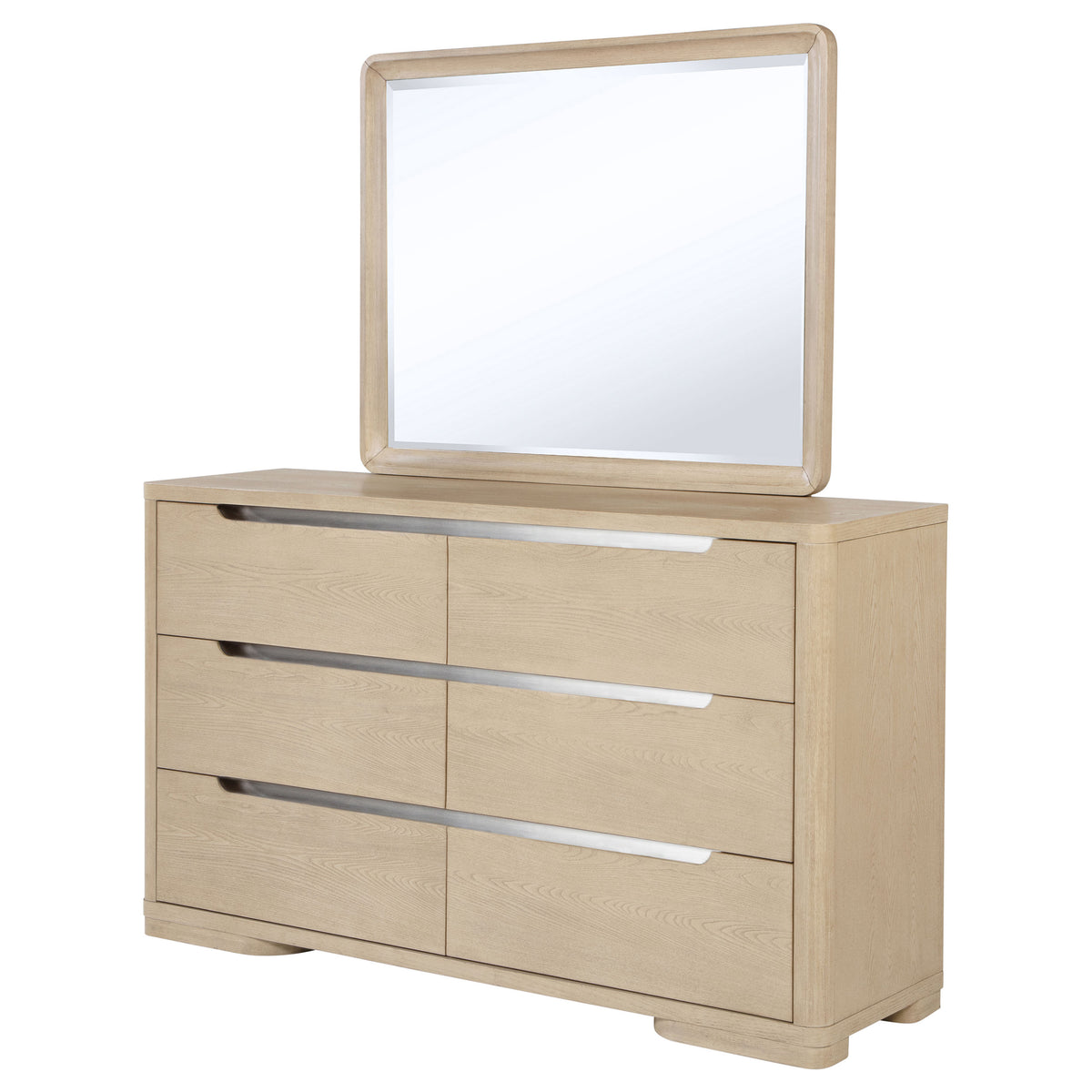 Ladera 6-drawer Dresser with Mirror Light Elm