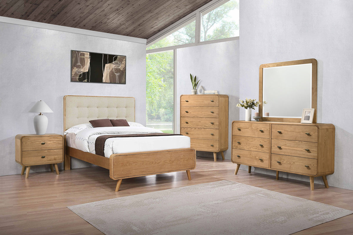 Robyn 5-piece Full Mid-Century Modern Bedroom Set Light Ash
