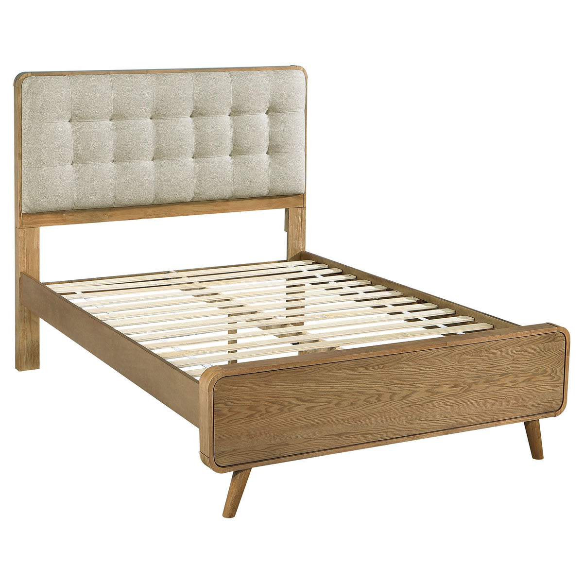 Robyn Upholstered Tufted Platform Bed Full Light Ash