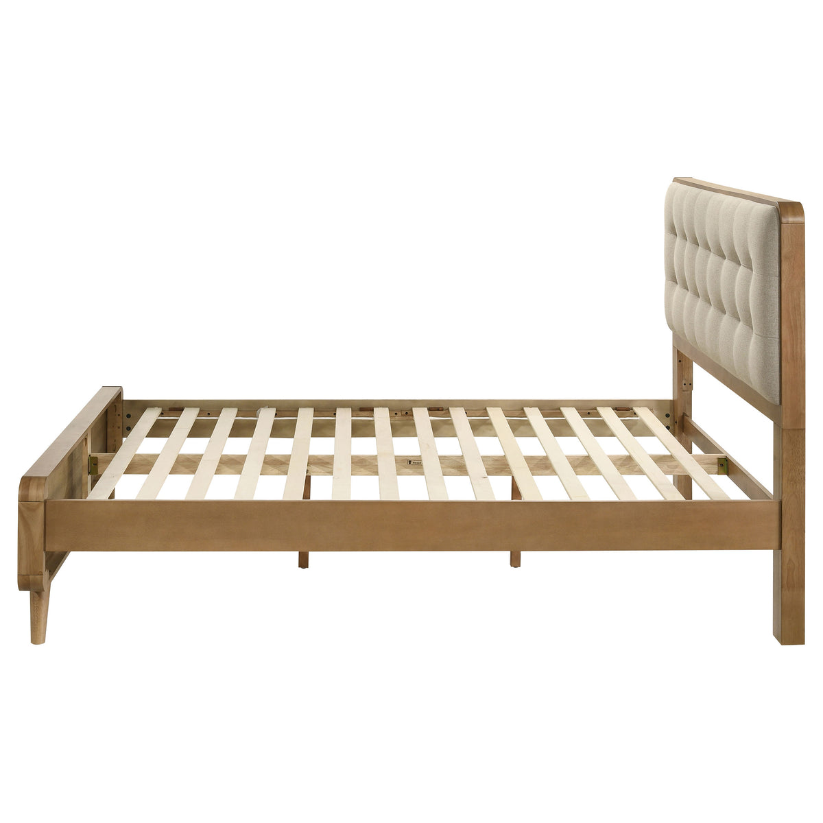 Robyn Upholstered Tufted Platform Bed Queen Light Ash