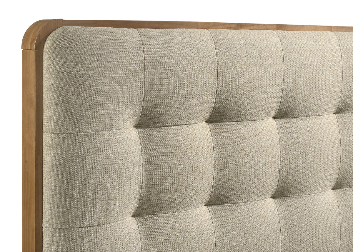 Robyn Upholstered Tufted Platform Bed Queen Light Ash